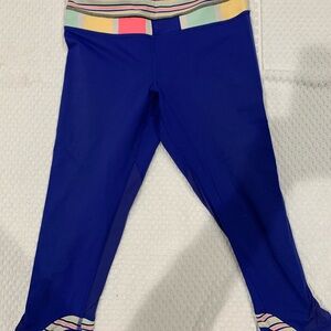 Lululemon Athletica Blue Leggings with Colorful Waistband
